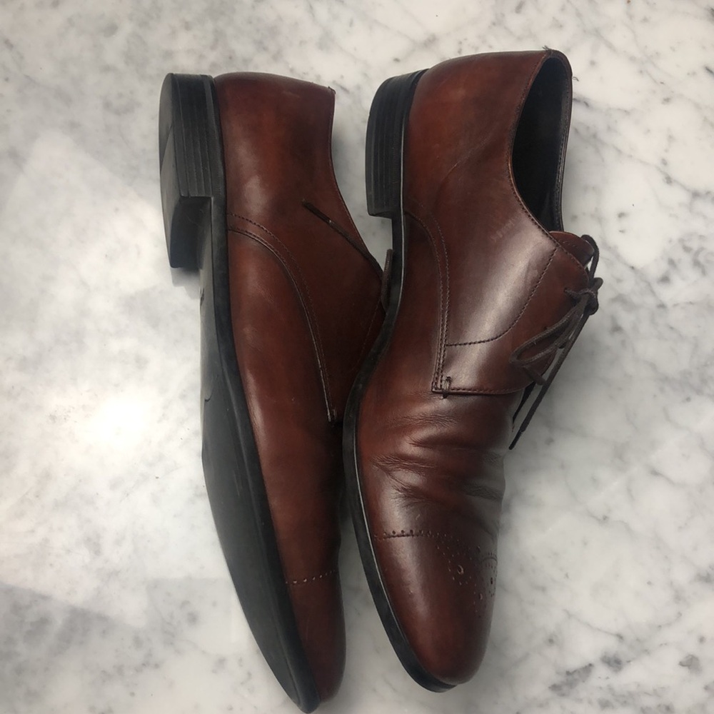 PRADA Men's Brown Leather Lace-Up Dress Shoes 9.5 - Picture 2 of 13